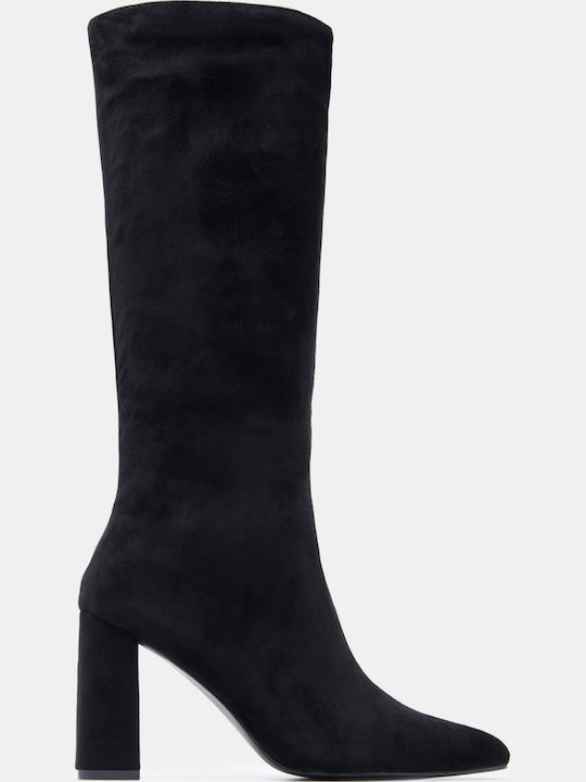 Luigi Suede Women's Boots with High Heel Black