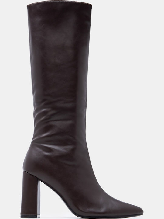 Luigi Suede Women's Boots with High Heel Brown