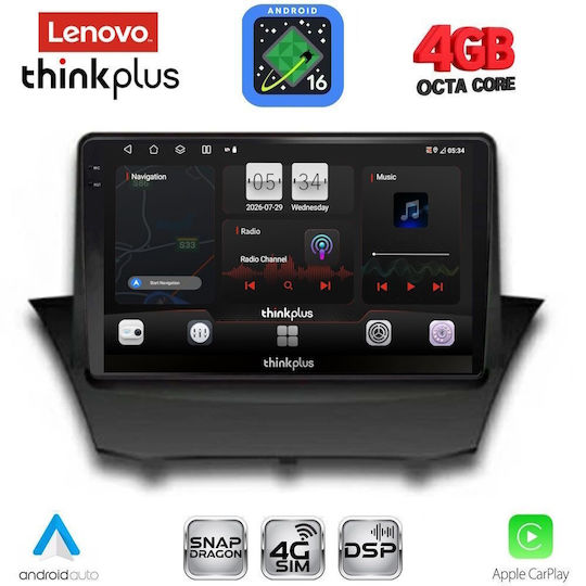 Lenovo Car Audio System for Ford Fiesta 2008-2017 (Bluetooth/USB/WiFi/GPS/Apple CarPlay/Android Auto) with 9" Touch Screen