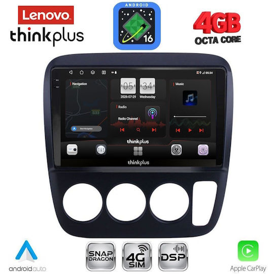 Lenovo Автомобилна Аудио Система за Honda CR-V 1996-2006 с A/C (Bluetooth/USB/Вграден Wi-Fi/GPS/Apple CarPlay/Android Auto) с Touch Screen 9"