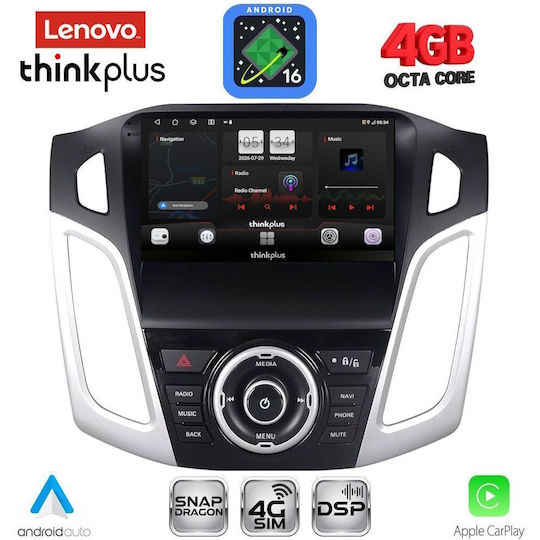 Lenovo Sistem Audio Auto pentru Ford Focus 2011-2018 Bluetooth USB Wi-Fi GPS Apple CarPlay Android Auto cu Ecran Tactil 9"