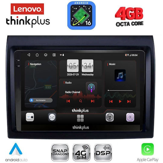 Lenovo Car Audio System for Fiat Ducato 2006-2011 (Bluetooth/USB/WiFi/GPS/Apple CarPlay/Android Auto) with 9" Touch Screen