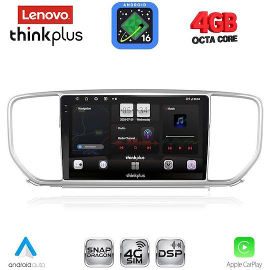 Lenovo Автомобилна Аудио Система за Kia Sportage 2018-2021 (Bluetooth/USB/Вграден Wi-Fi/GPS/Apple CarPlay/Android Auto) с Touch Screen 9"