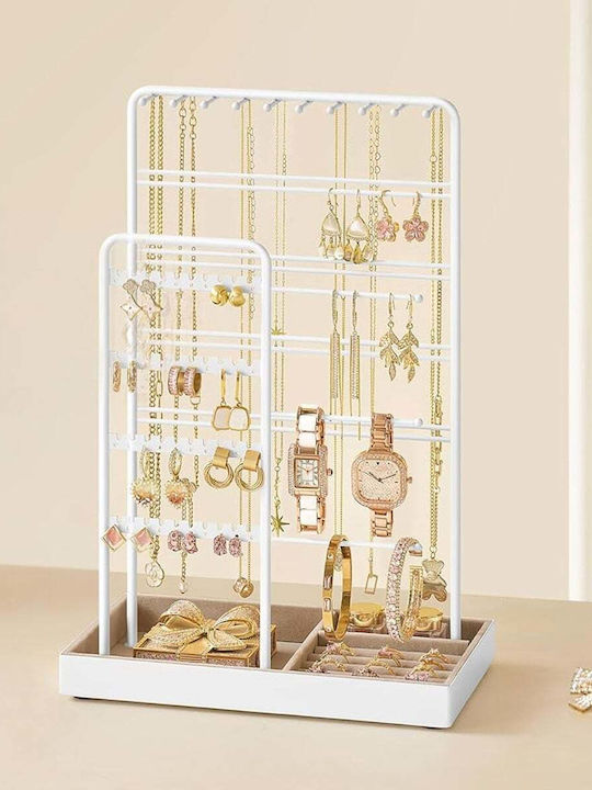 Songmics Σταντ Κοσμημάτων Μεταλλικό Λευκό 24x14x35.8cm