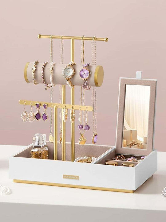 Songmics Jewellery Stand Metallic with Mirror Gold 27x17x29cm