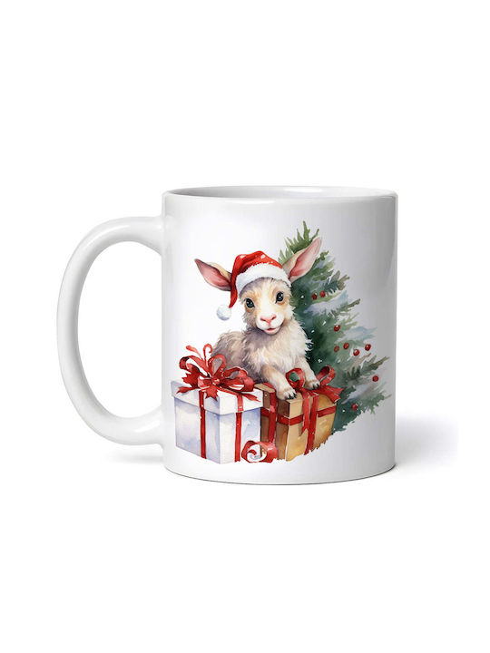 Oaie Cu Cadouri De Crăciun Cană Ceramică Albă 330ml (Cu Personalizare)