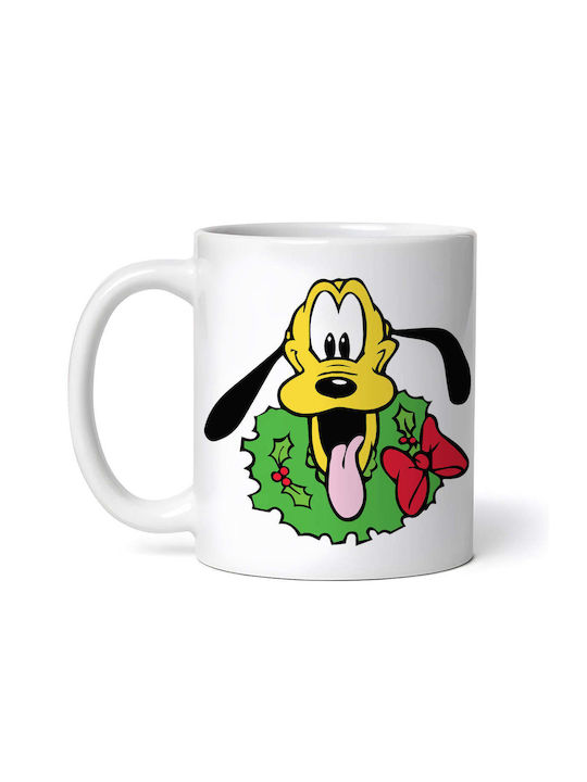 Pluto Christmas Gift Cană Ceramică Albă 330ml cu Personalizare