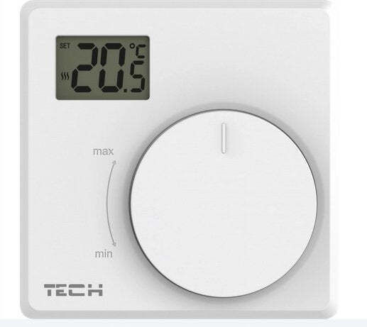 Engo Wired Two-Seat Room Thermostat 230v Rotary Control Display White T-p2.1z