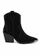 Suede Women's Ankle Boots Cowboy Black