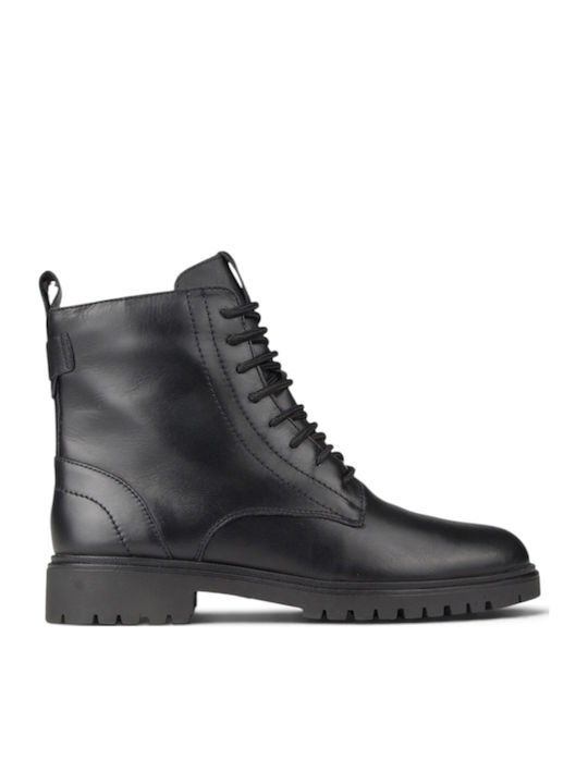Leder Damen Stiefeletten Schwarz