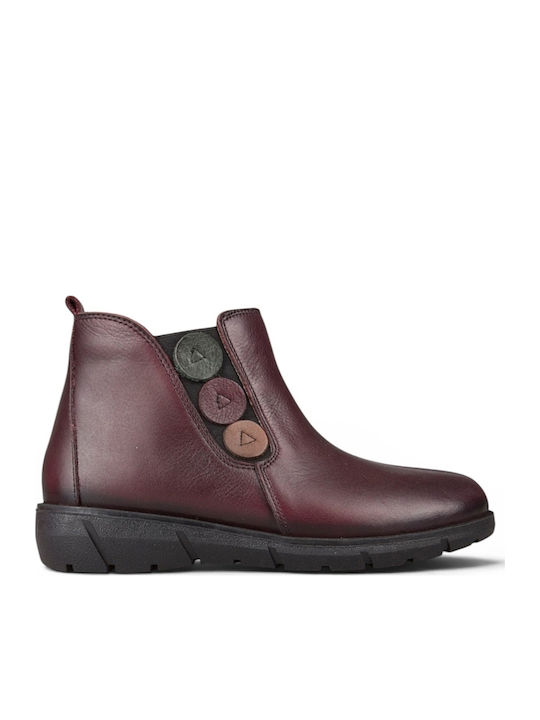 Leder Damen Stiefeletten Burgundisch