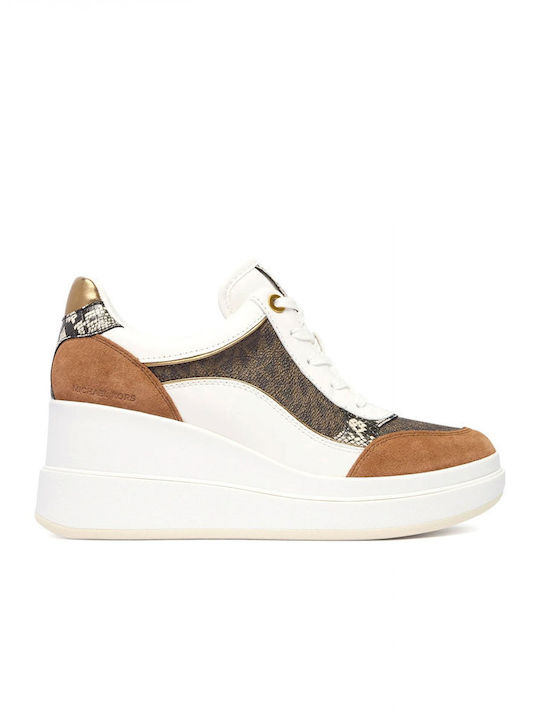 Wedge Trainer Logo Damen Sneakers Weiß / Braun / Taba
