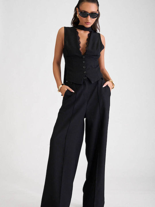 Decoro Damen Schwarz Set mit Hosen für Damen