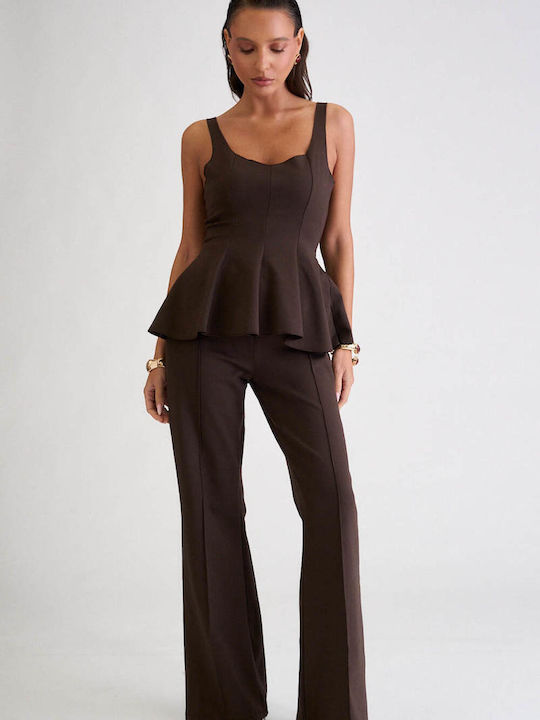 Decoro Damen Braune Dunkle Set mit Hosen für Damen