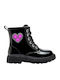 Kinderstiefel aus Lackleder mit Schnürsenkeln Schwarz