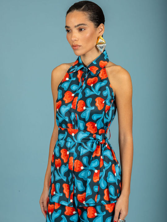Sleeveless Women's Shirt Blue