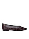 Leder Damen Ballerinas Spitz zulaufend Tierdruck Burgundisch