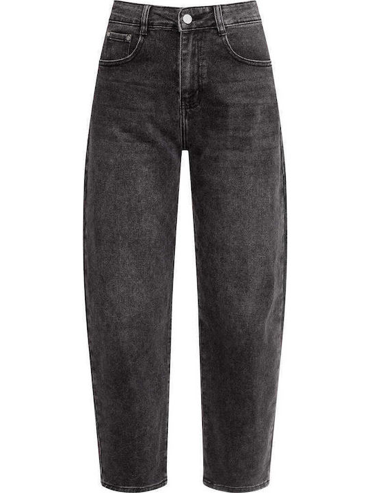 Celestino Women's Jeans Barrel High Rise Loose Fit Dark Grey