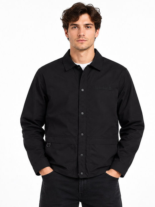 Long Sleeve Denim Overshirt in Regular Fit Black