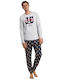 Admas Winter Herrenpyjama Grau
