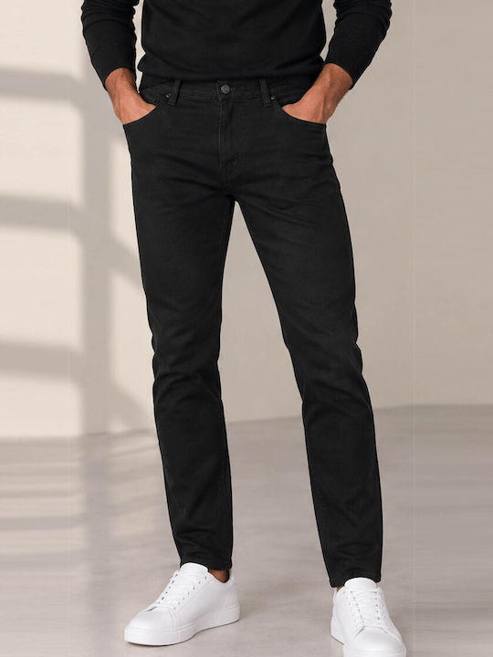 Men's Tapered Jeans Pants Solid Black
