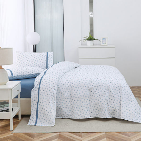 Liolios Home Super-Double Bed Sheets Set 245x270cm White (4 Pieces)