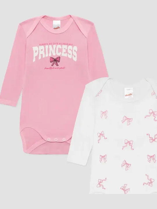 Minerva Set Baby-Strampler Weiß und Rosa 2 Stück