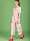 Damen Jumpsuit Weiß Rosa 123-21337-Weiß Rosa (002)