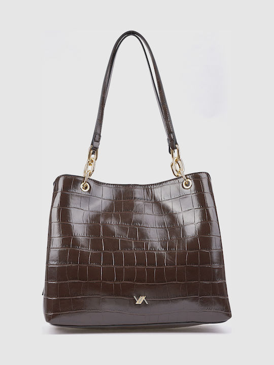Γυναικεία Τσάντα Ώμου Croco Brown
