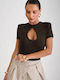 Cut Out Brown Dark Bodysuit