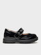 Kids Anatomic Ballerinas with Hook & Loop Closure Patent Leather Black