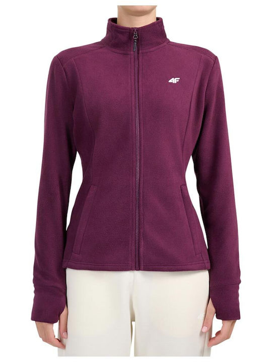 4F Fleece Γυναικεία Ζακέτα Μωβ