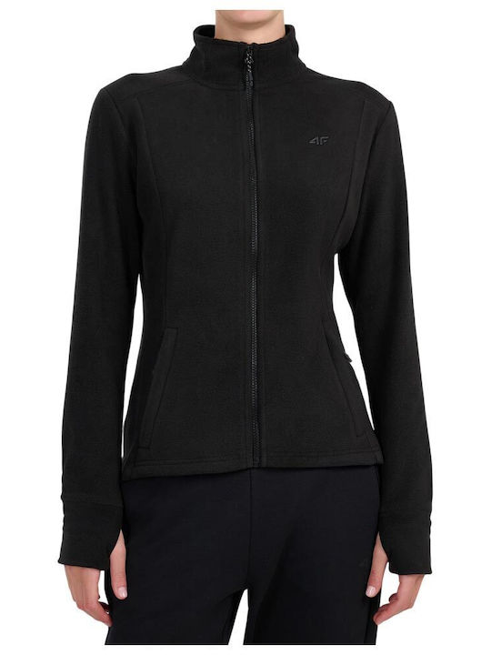 4F Fleece Γυναικεία Ζακέτα Μαύρη