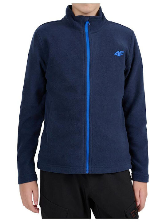 4F Kinder-Strickjacke Fleece Blau
