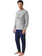 Nina Club Winter Herrenpyjama Baumwollene Graue