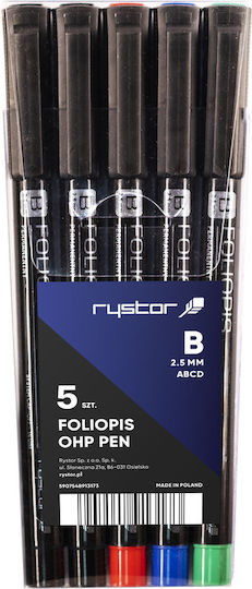 Rystor Markers for CD/DVD Waterproof Set 5pcs