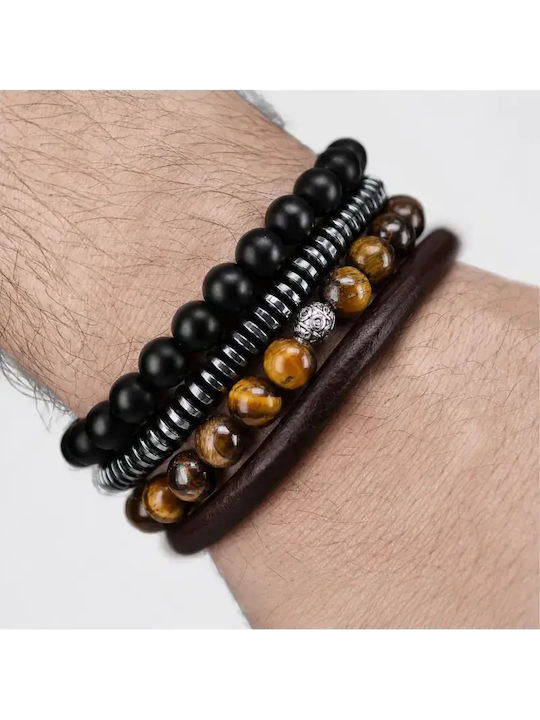SteweHome Men's Leather Bracelet 18cm