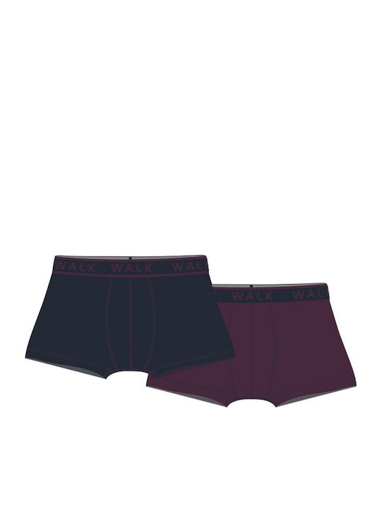 Walk Herren Boxershorts Blau / Aubergine 2Pack