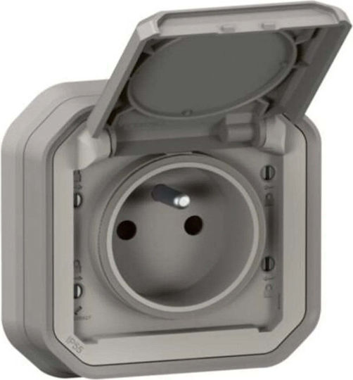 Legrand Plexo Single Flush Mount Power Socket with Automatic Terminals Waterproof Grey