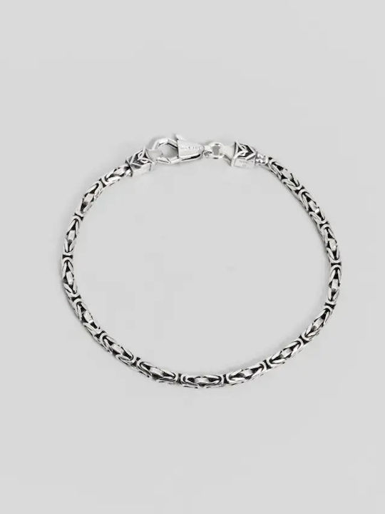 SteweHome Men's Silver Chain Bracelet with Zircon 18cm