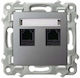 Ospel Telefonsteckdose Doppelter in Grau Farbe GPT-2ZN/m/70