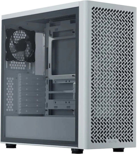 CoolerMaster Elite 502 Lite Gaming Midi Tower Компютърна кутия със Страничен прозорец Бял