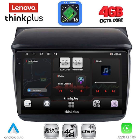 Lenovo Автомобилна Аудио Система за Mitsubishi L200 2006-2015 (Bluetooth/USB/WiFi/GPS/Apple CarPlay/Android Auto) с Touch Screen 9"
