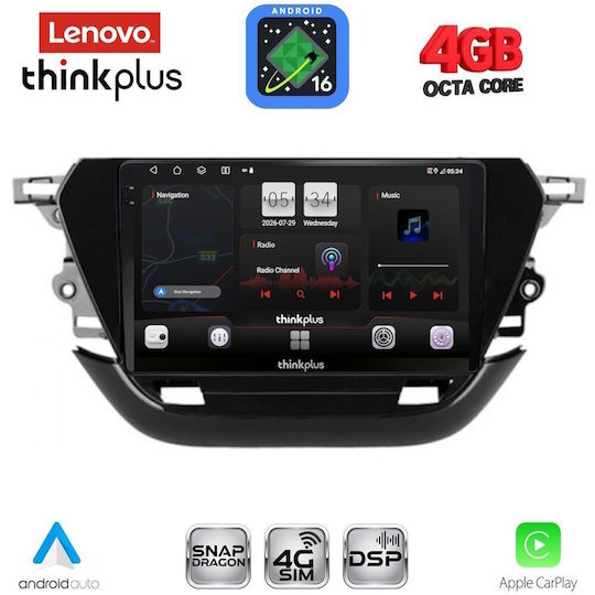 Lenovo Car Audio System for Opel Corsa 2019-2024 Bluetooth USB WiFi GPS Apple CarPlay Android Auto with 9" Touch Screen
