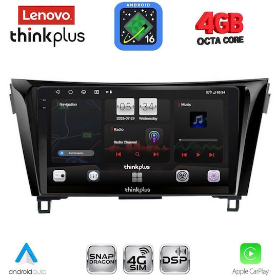 Lenovo Автомобилна Аудио Система за Nissan Qashqai / X-Trail 2014-2021 (Bluetooth/USB/Wi-Fi/GPS/Apple CarPlay/Android Auto) с Touch Screen 10"