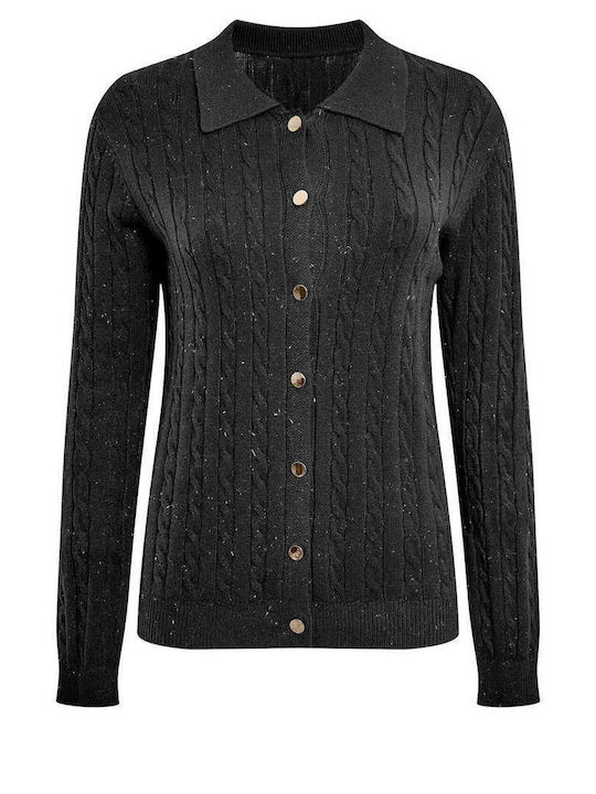 Celestino Women's Cardigan Metallic Collar Black
