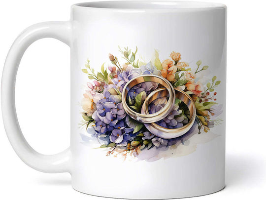 Cana Ceramică Albă 330ml Lilac Wedding Rings