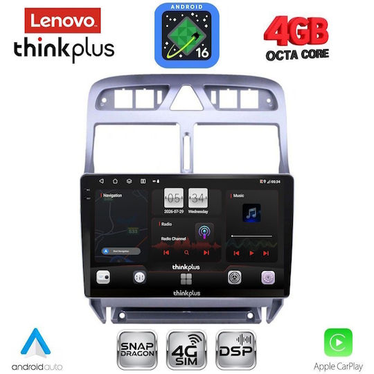 Lenovo Car Audio System for Peugeot 307 2001-2008 Bluetooth USB WiFi GPS Apple CarPlay Android Auto with 9" Touch Screen