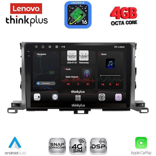 Lenovo Sistem Audio Auto Pentru Toyota Muntean 2014-2019 Bluetooth USB Wi-Fi GPS Apple CarPlay Android Auto Cu Ecran Tactil 10"