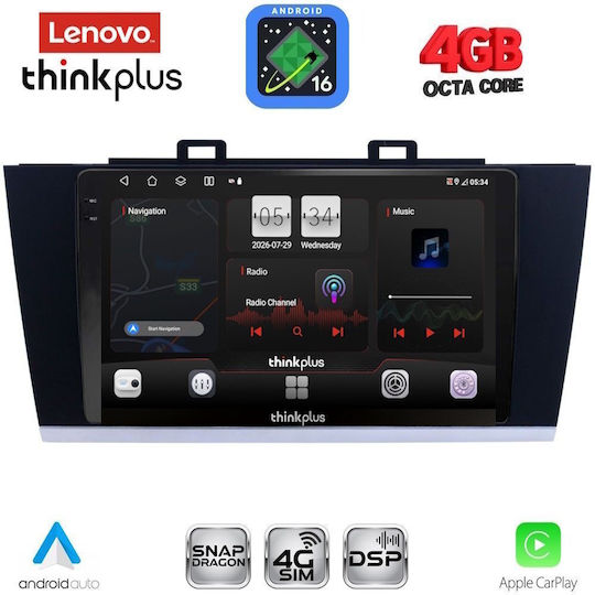 Lenovo Автомобилна Аудио Система за Subaru Legacy / Outback 2014-2019 (Bluetooth/USB/WiFi/GPS/Apple CarPlay/Android Auto) с Touch Screen 9"